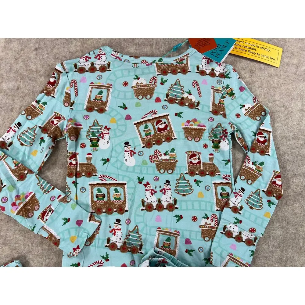 Posh Peanut Gingerbread Train Bamboo Pajama Set Size 5/6 NEW